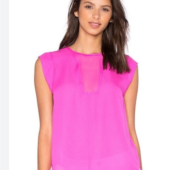 Rebecca Taylor silk high low top magenta size 10 - Picture 4 of 4